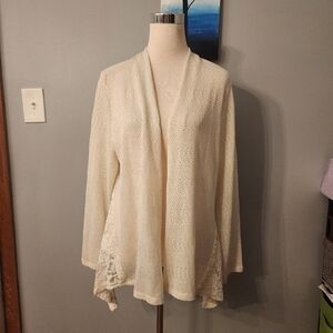 Style & Co.  Open-Front Lace-Detail Tan Cream XL